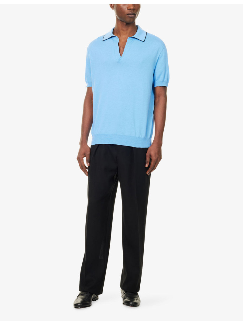 TOM FORD Revere-Collar Short-Sleeve Cotton and Silk-Blend Polo Top outlook