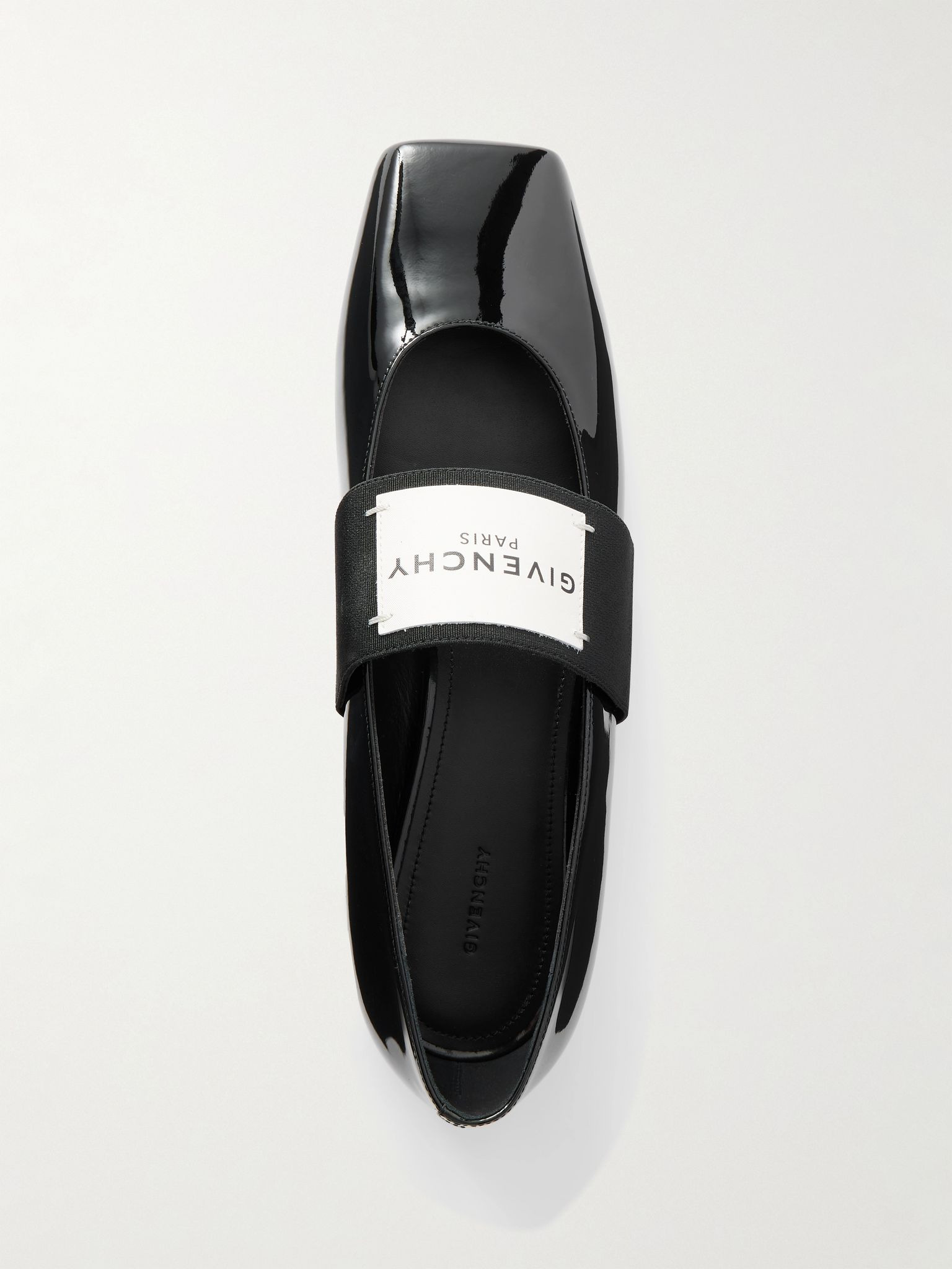 Logo-appliquéd patent-leather ballet flats Black - 5