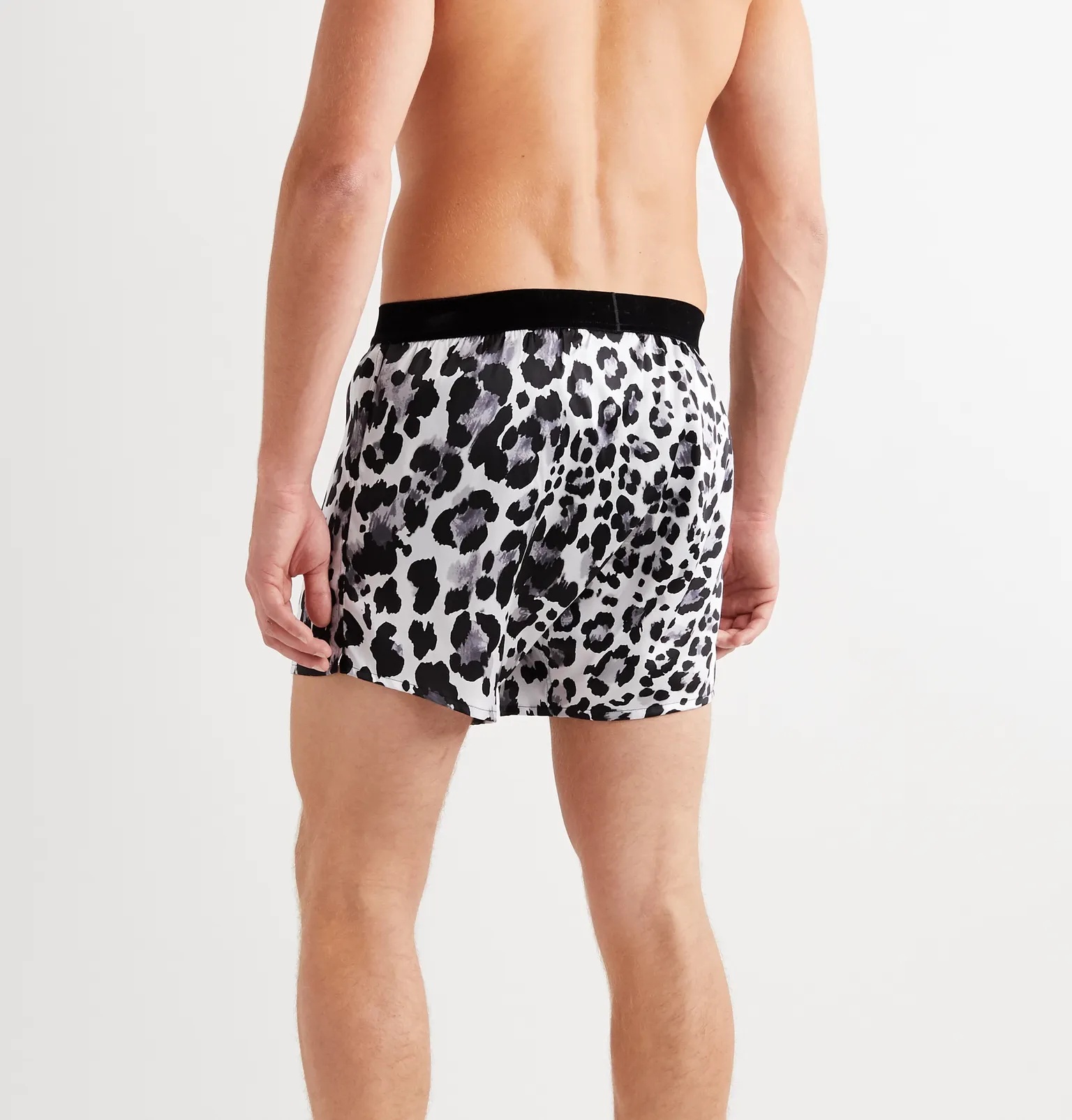 Velvet-Trimmed Leopard-Print Stretch-Silk Satin Boxer Shorts - 8