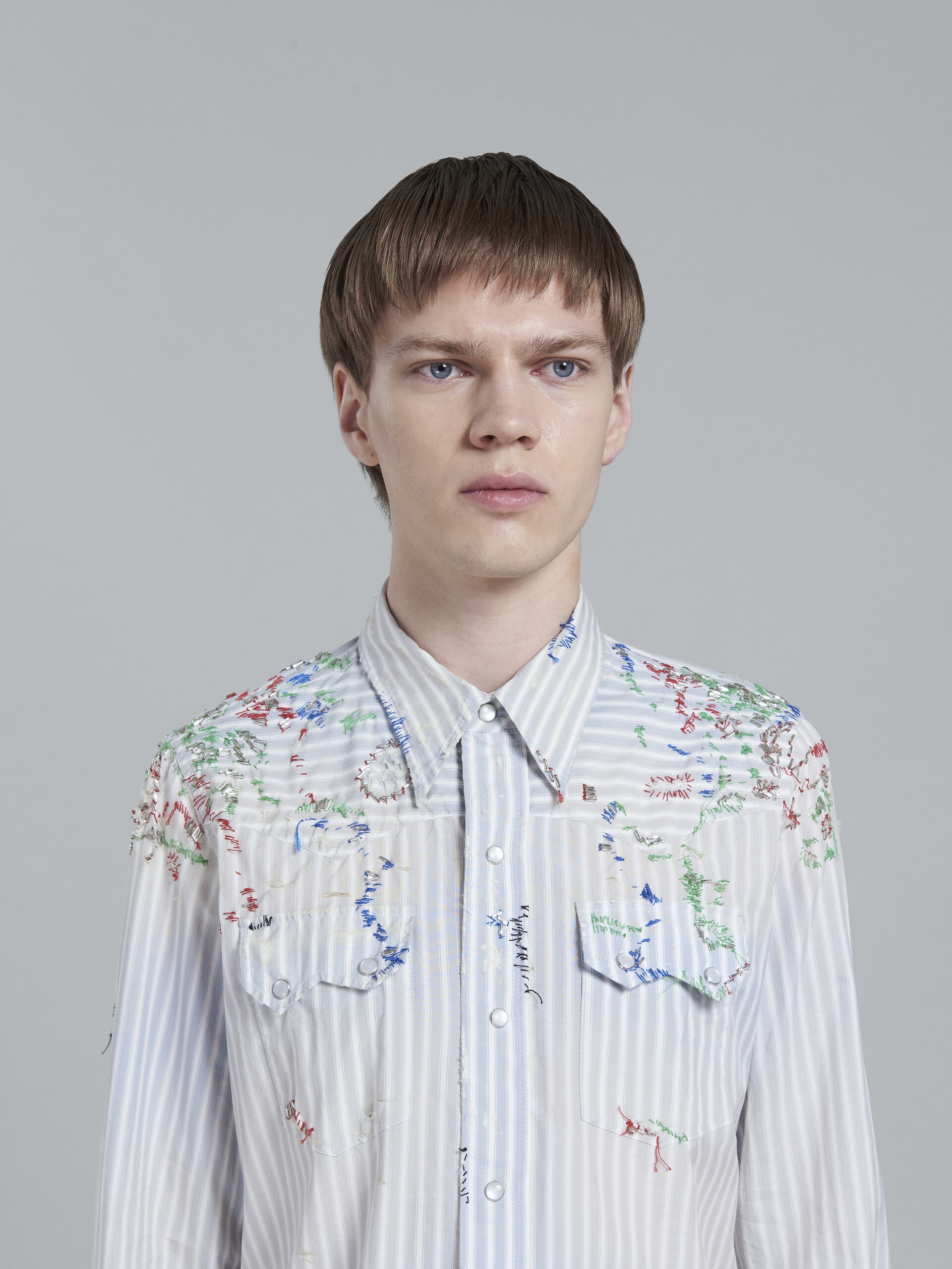 LIGHT BLUE WESTERN SHIRT WITH EMBROIDERY - 4