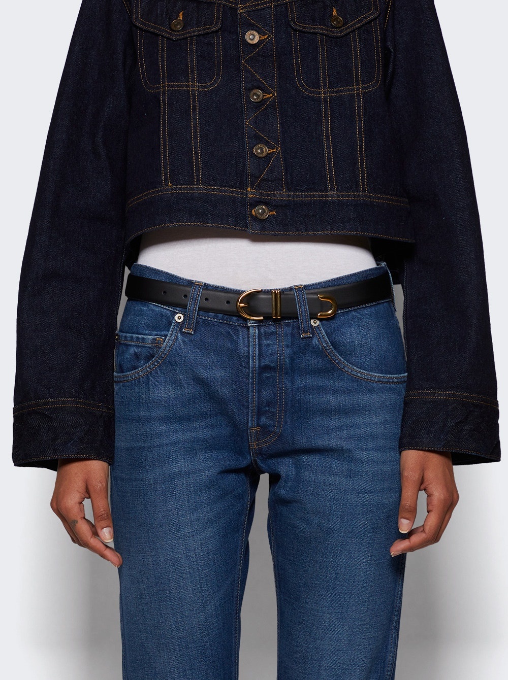 Bambi Skinny Belt With Gold Hardware Black - 2