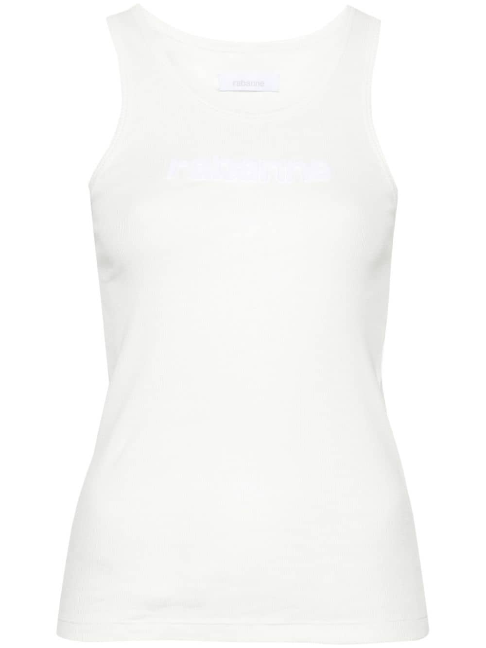 logo-patch ribbed tank top - 1