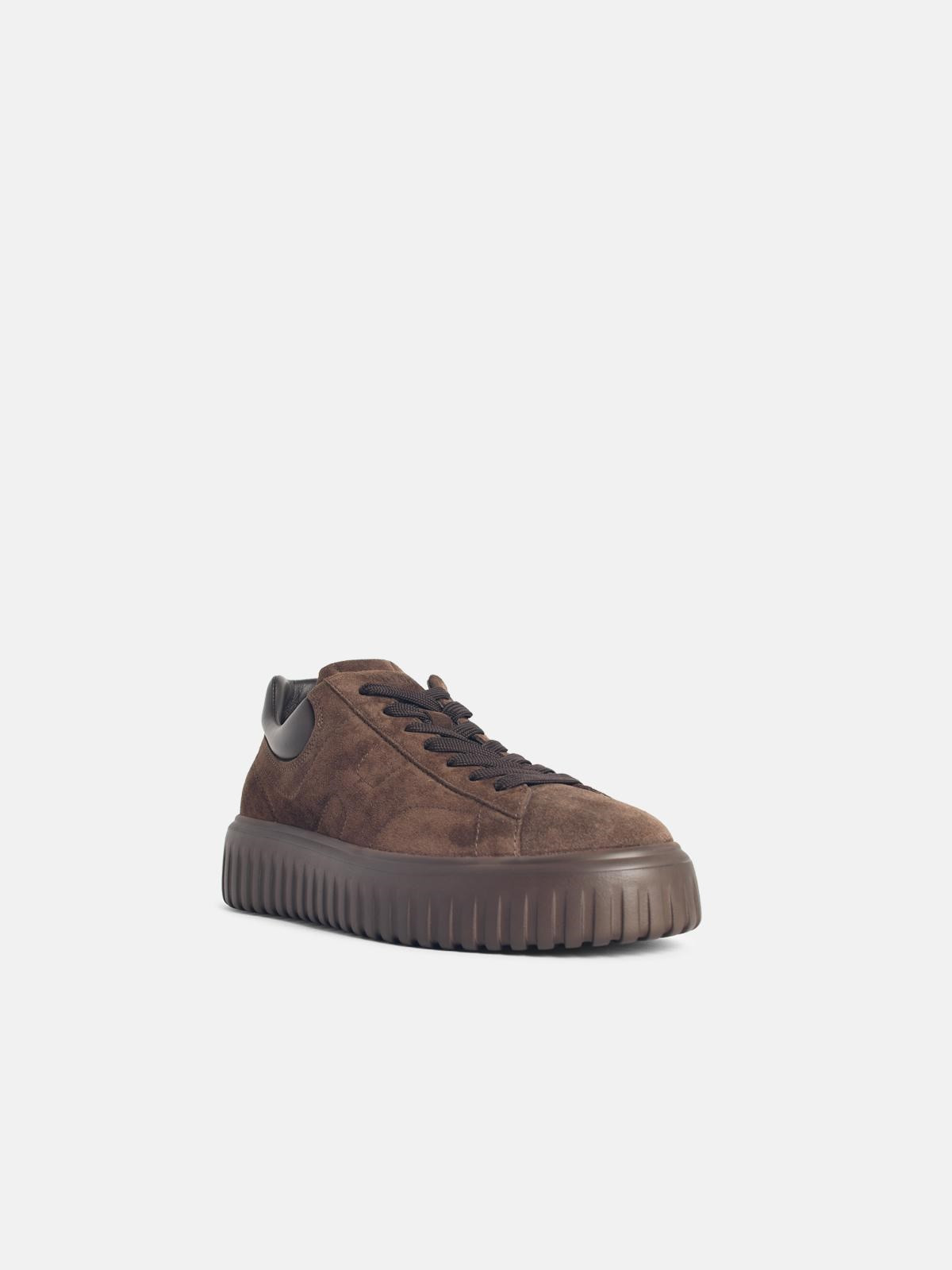 'H-STRIPES' BROWN SUEDE SNEAKERS - 2