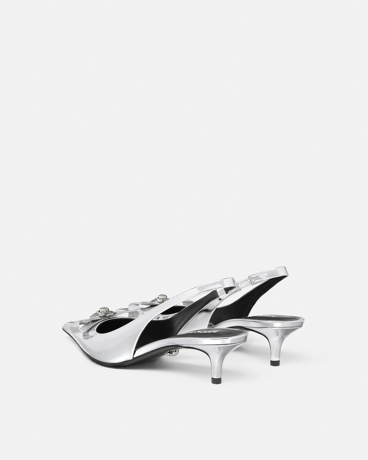Gianni Ribbon Metallic Slingback Pumps 45 mm - 3
