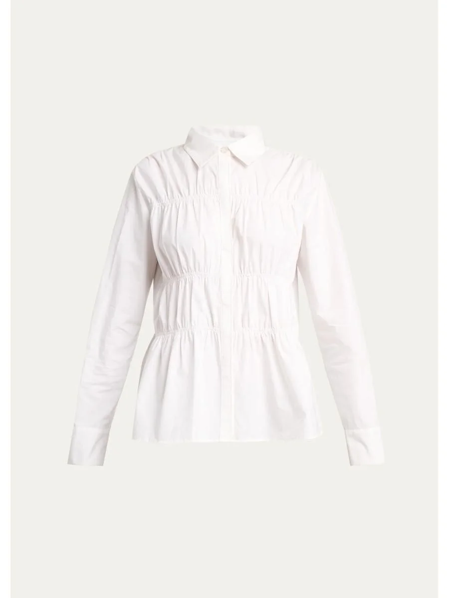 Pearl Cinched Cotton Poplin Shirt - 1