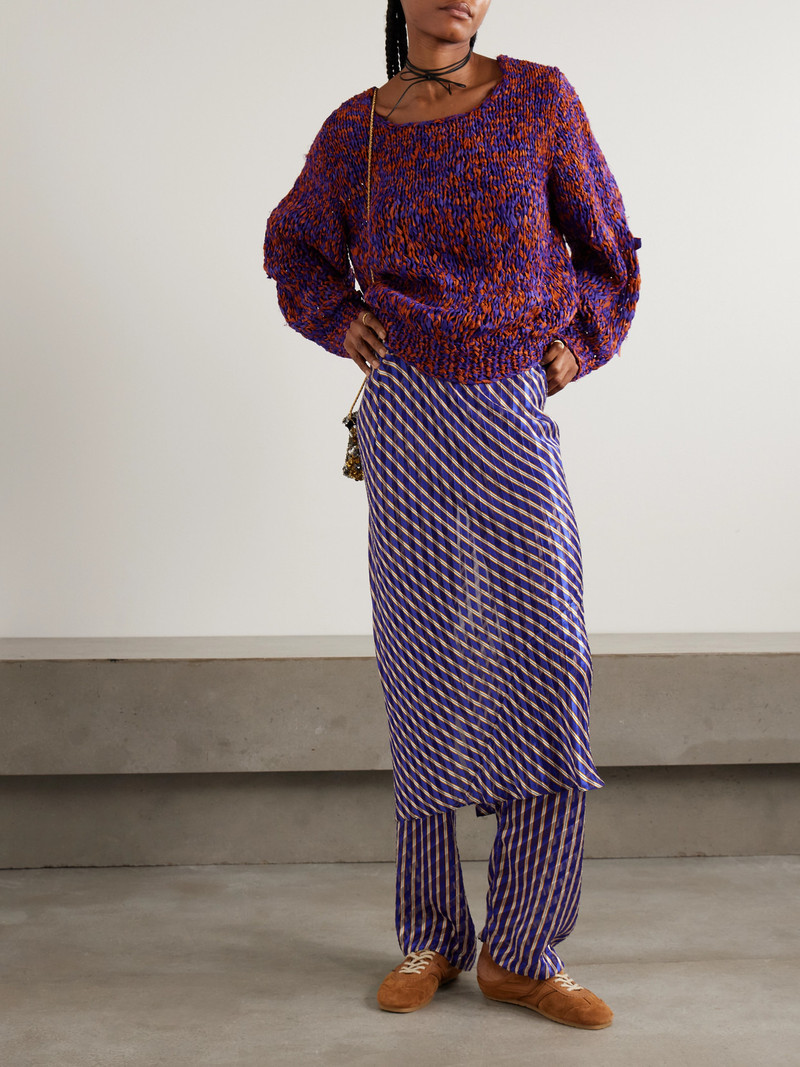 Dries Van Noten Oversized Frayed Printed Cotton Sweater outlook