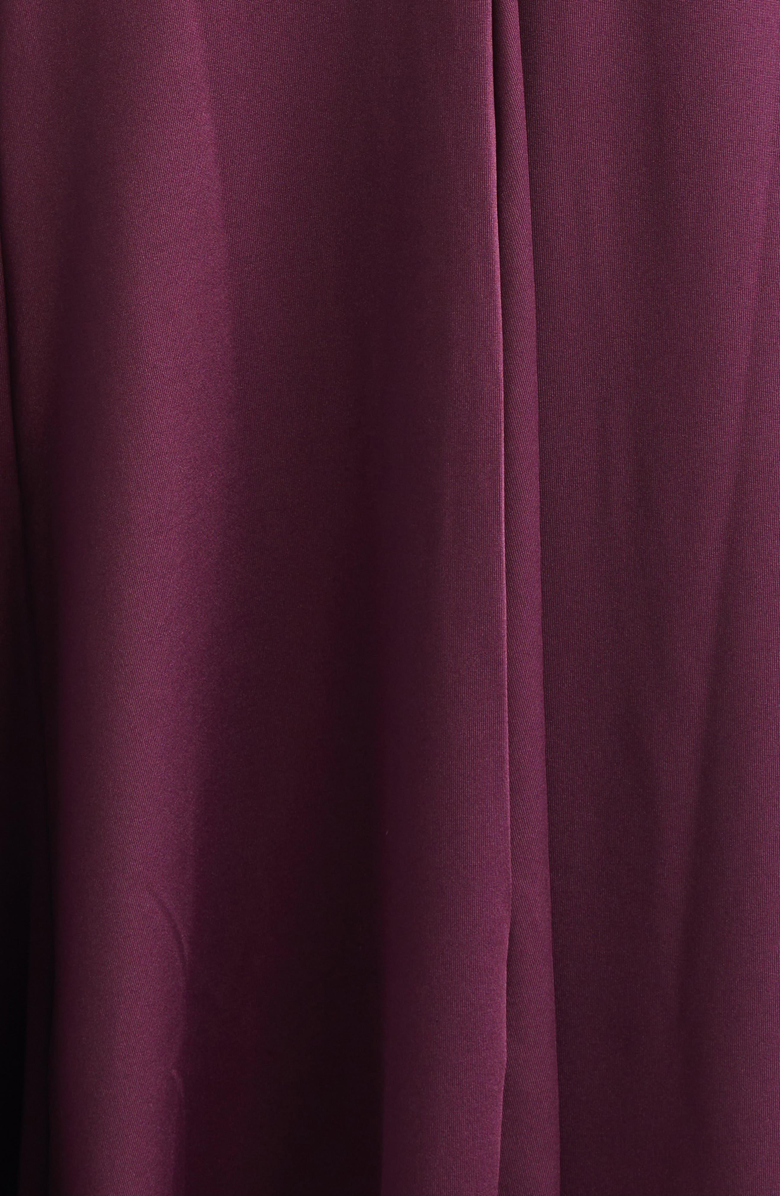 Victoria Beckham Asymmetric Mock Neck Long Sleeve Midi Dress in Merlot at Nordstrom - 6