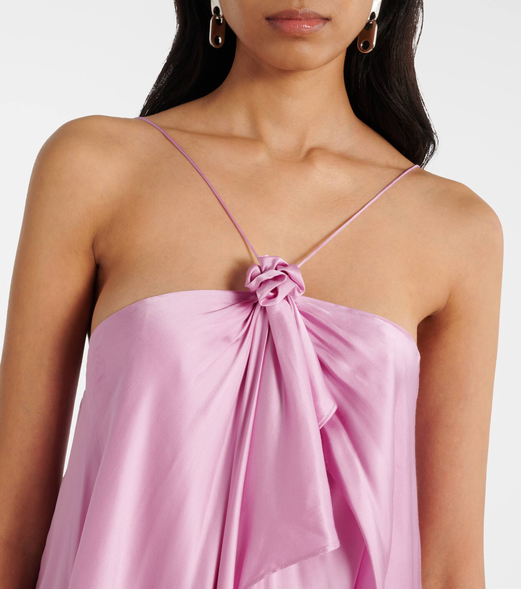 Ruffled halterneck satin minidress - 4