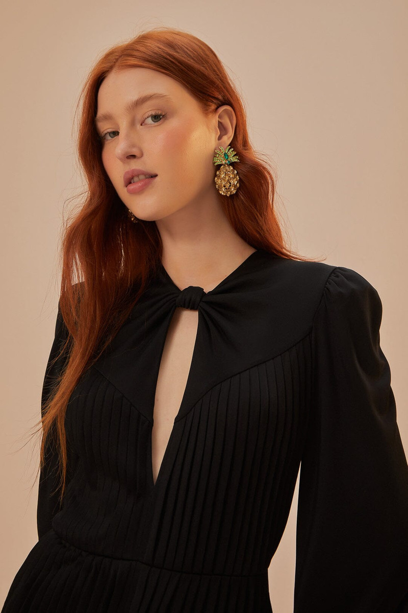 FARM RIO Black Long Sleeve Knot Jumpsuit outlook