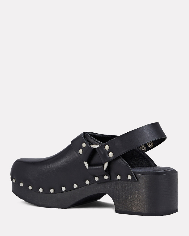 70s Studded Leather Slingback Clogs 3