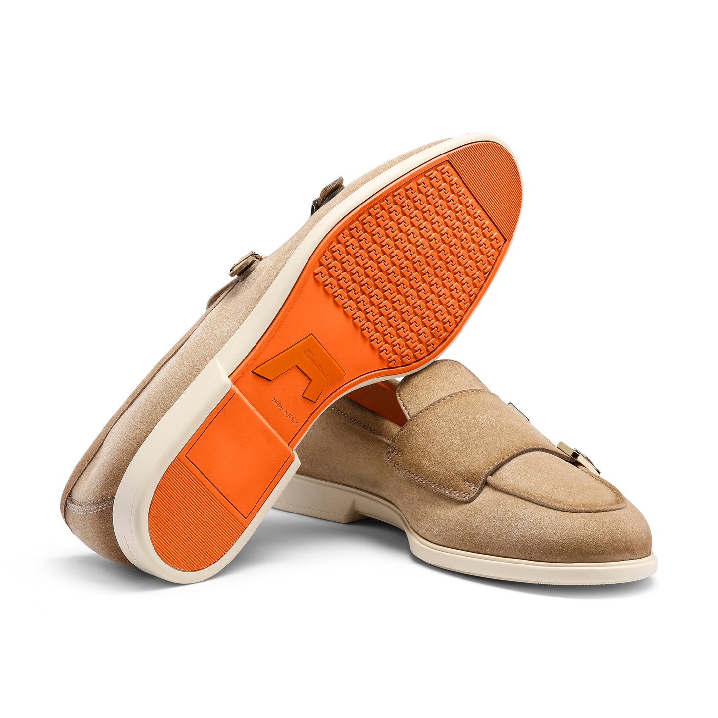 Men's beige suede double-buckle loafer - 3
