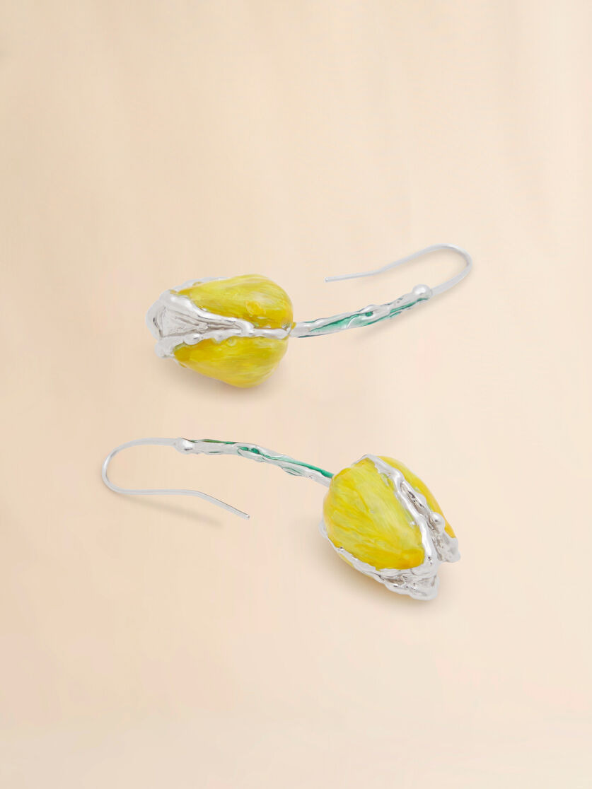 YELLOW ENAMELLED TULIP EARRINGS - 4
