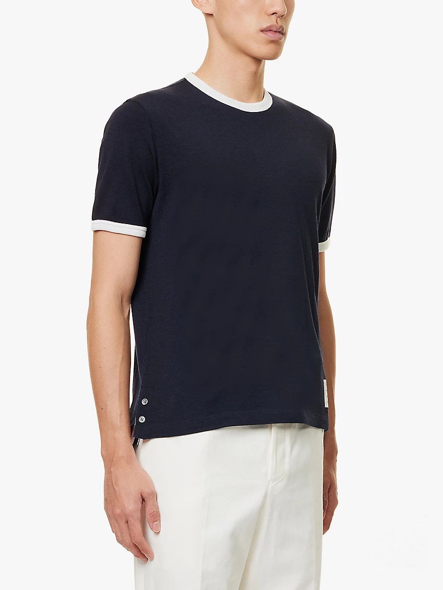 【関税・送料無料】Thom Browne Ringer Tシャツ Thom Browne White Ringer T-Shirt Thom Browne