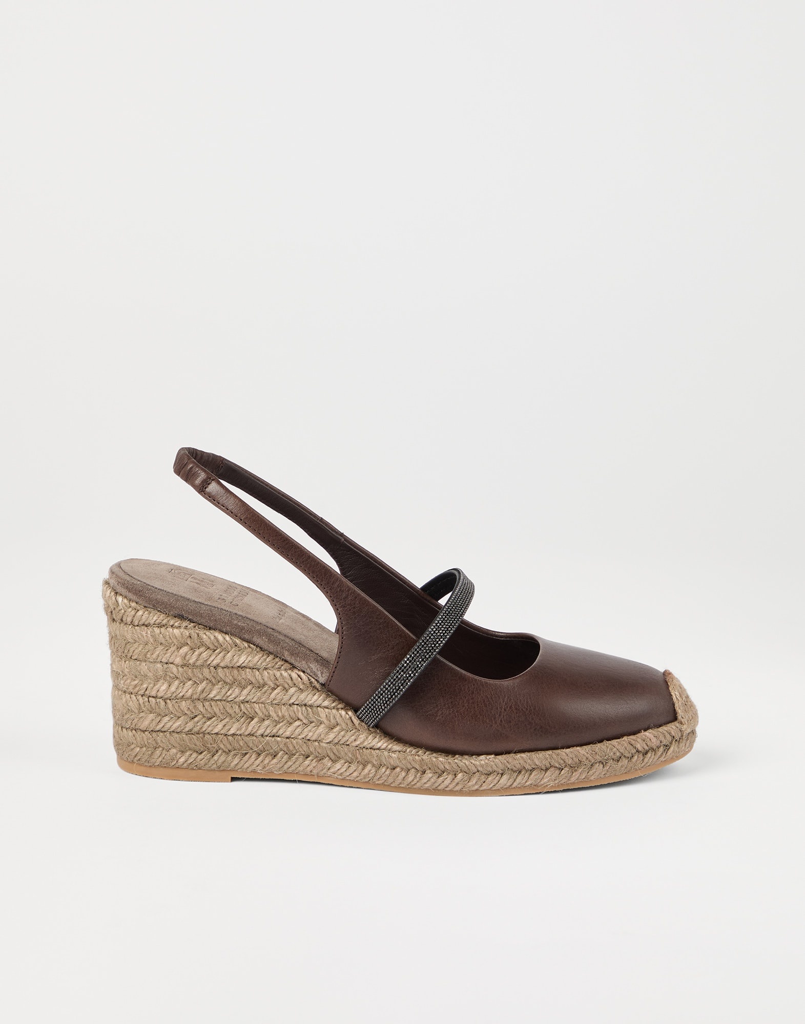 Riding calfskin espadrille wedges with precious strap - 5