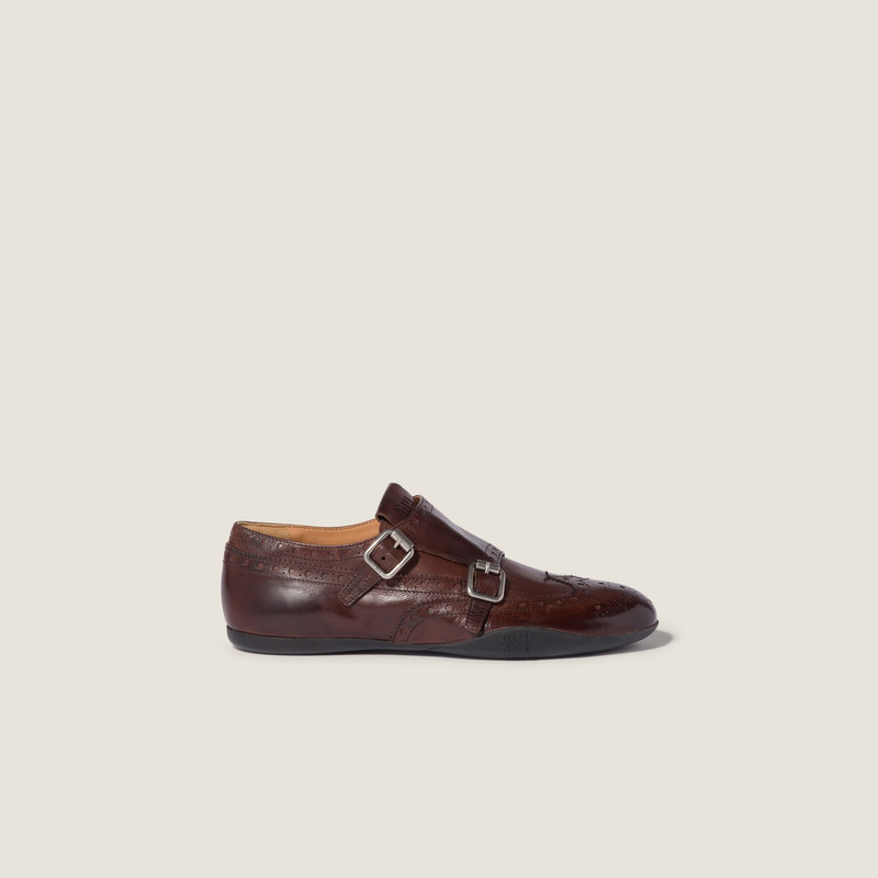 Calf leather brogue shoe with buckles 2