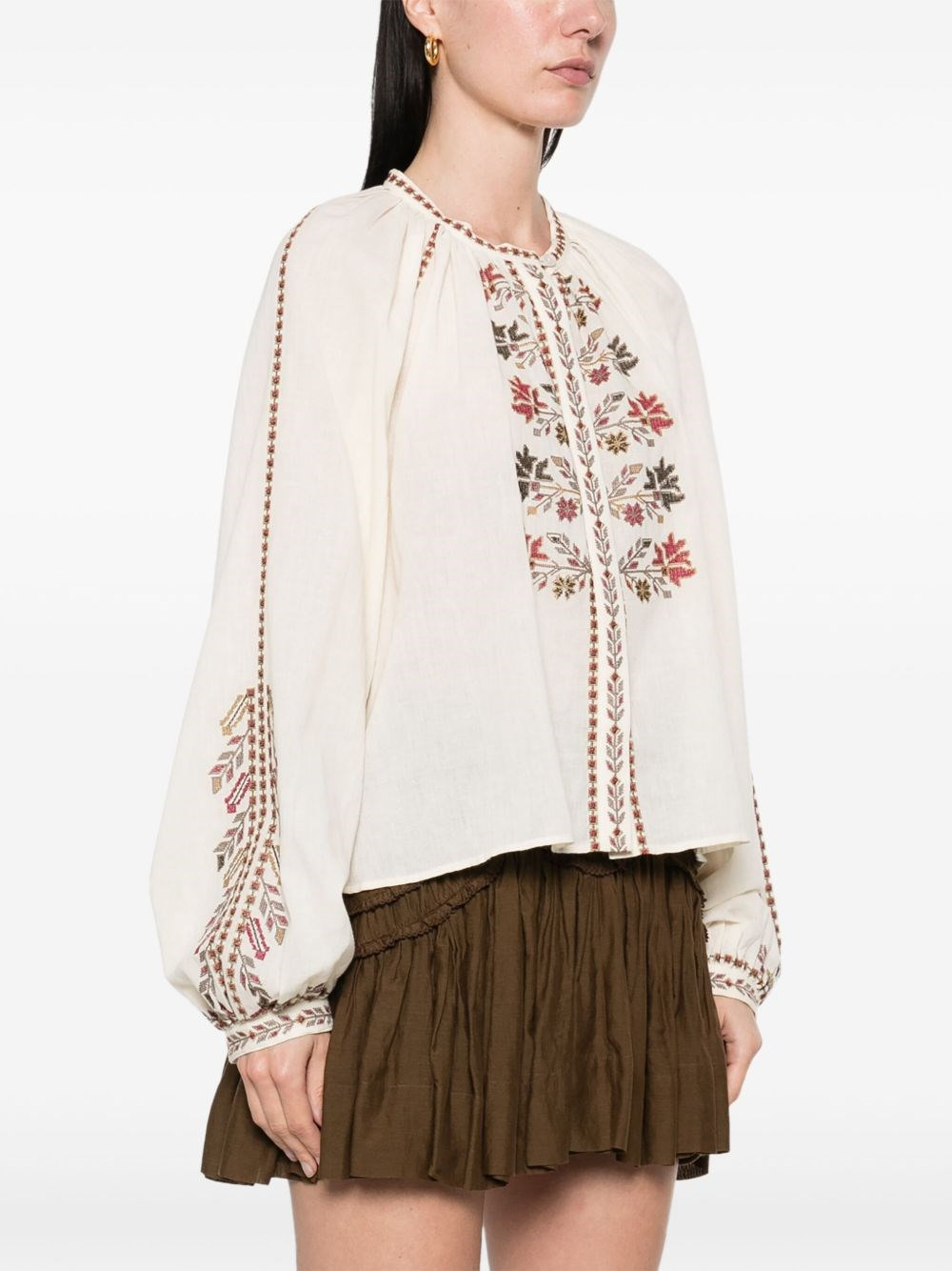 Embroidered cotton gauze blouse - 2