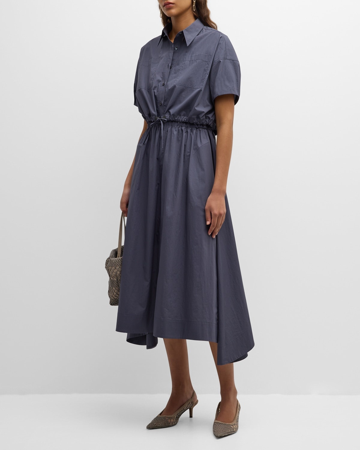 Light-Weight Shirtdress with Fitted Waist and Monili Loop Detail - 3