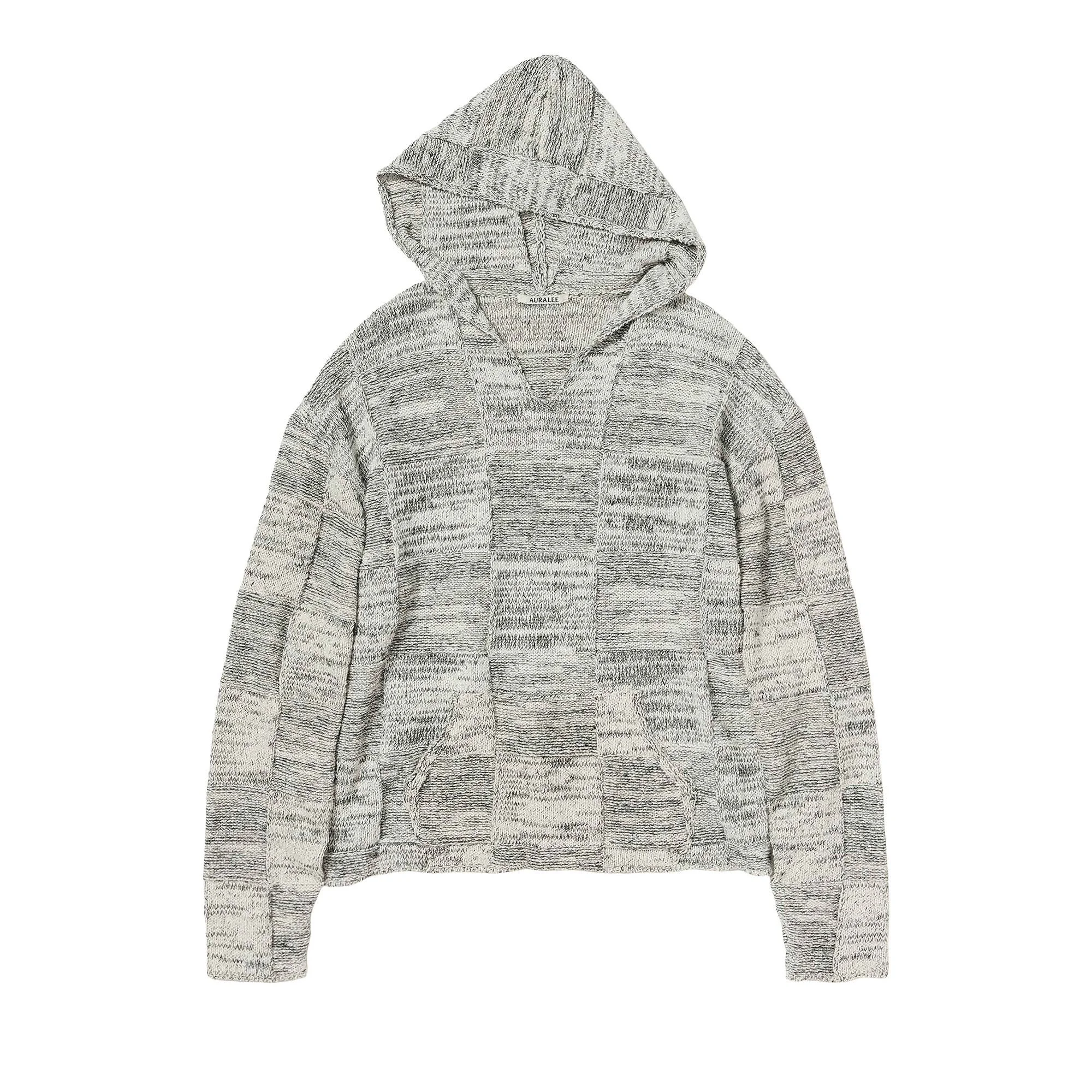 Auralee Panel Knit Pullover Parka 'Off White/Black' - 1