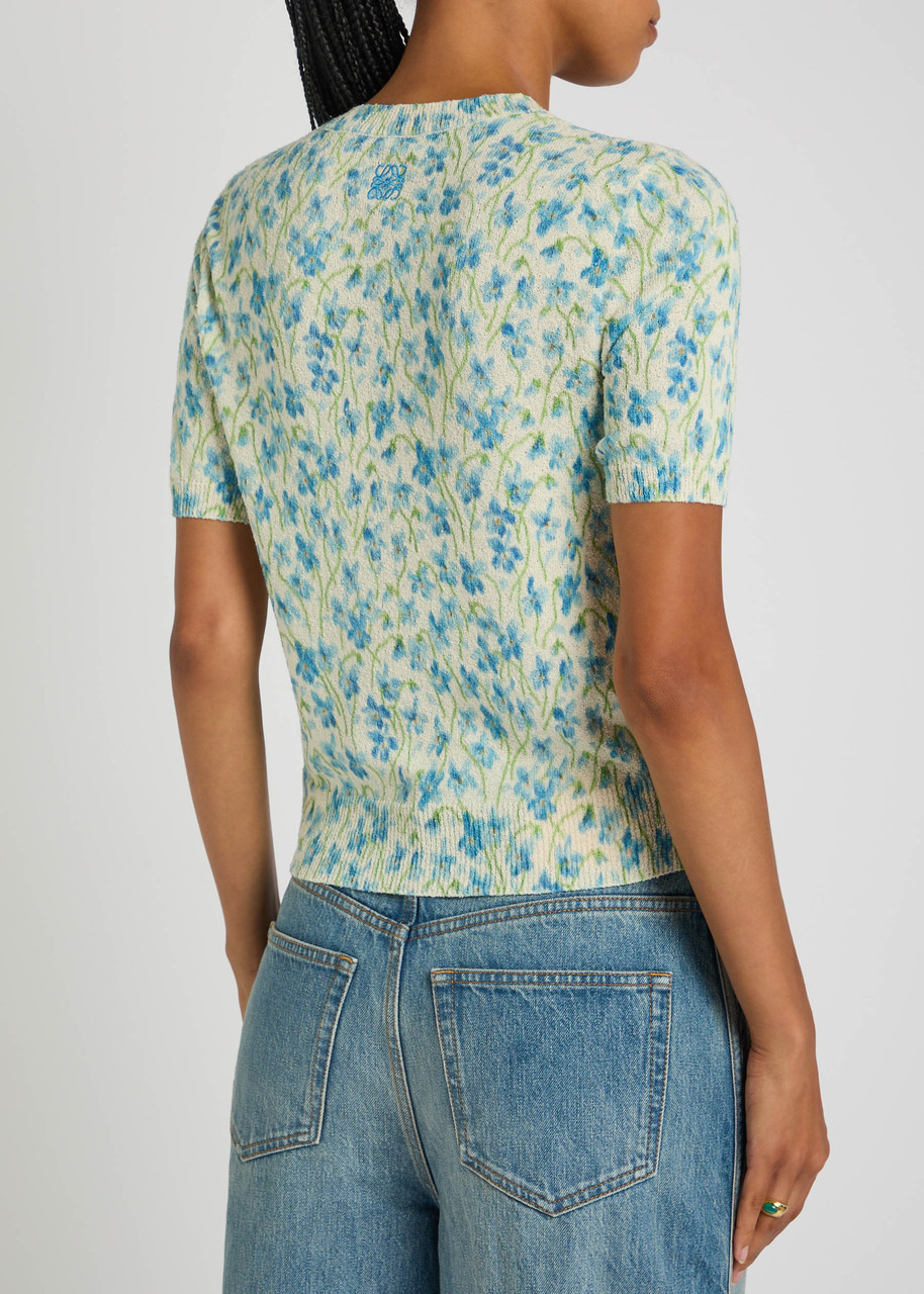 Loewe Floral-intarsia Textured Cotton-blend top - 3