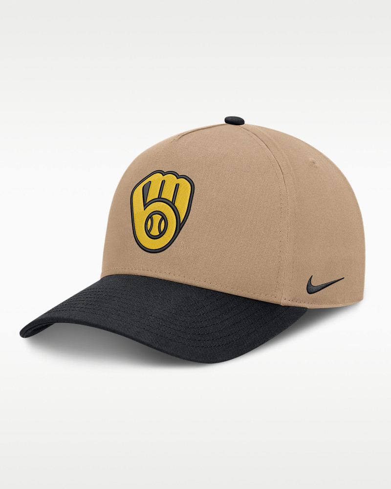 Milwaukee Brewers Rise Men's Nike MLB A-Frame Trucker Adjustable Hat 1