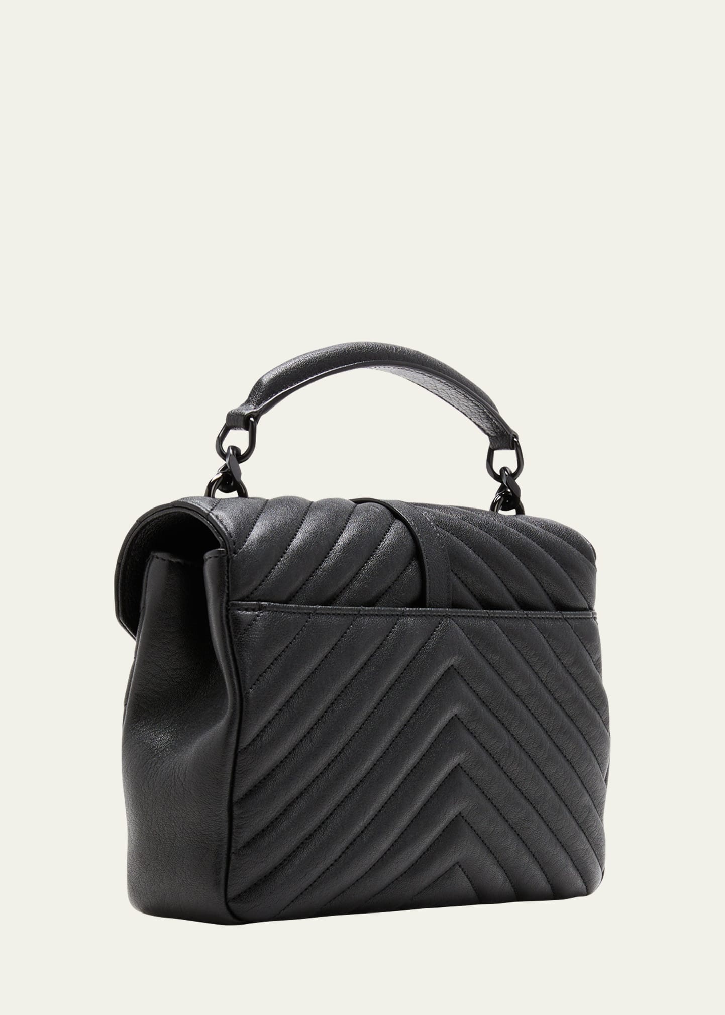 College Medium Monogram YSL V-Flap Crossbody Bag - Black Hardware - 3