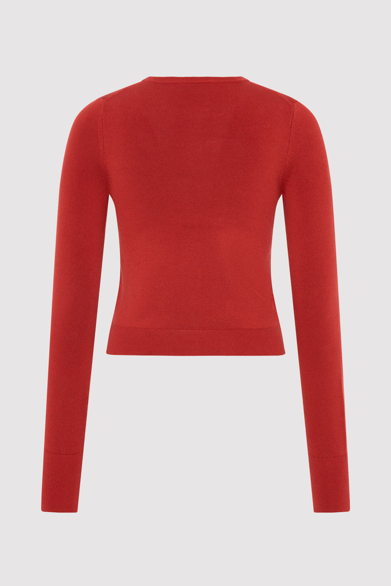 ST. AGNI Classic Cardigan - Rosso outlook