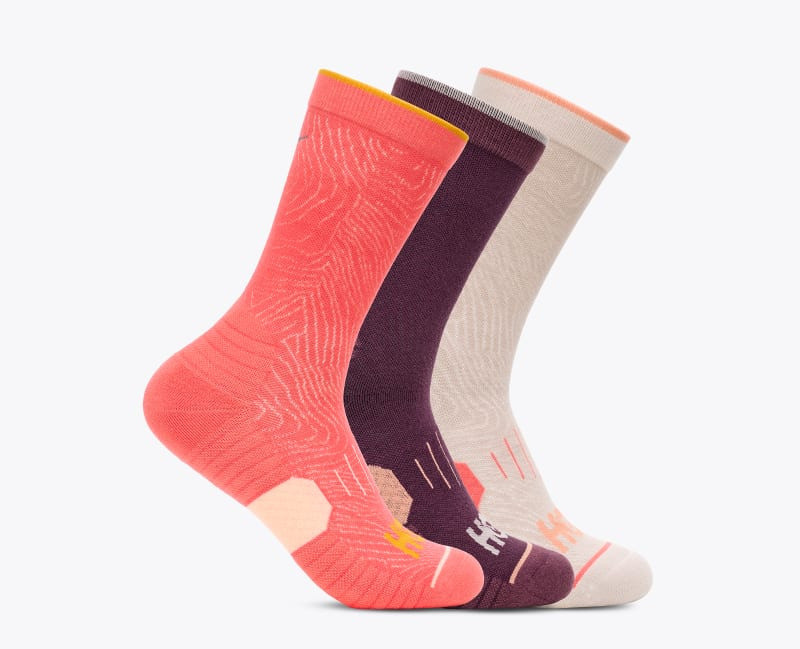 Crew Run Sock 3-Pack in Grapefruit/Dried Fig/Putty 1