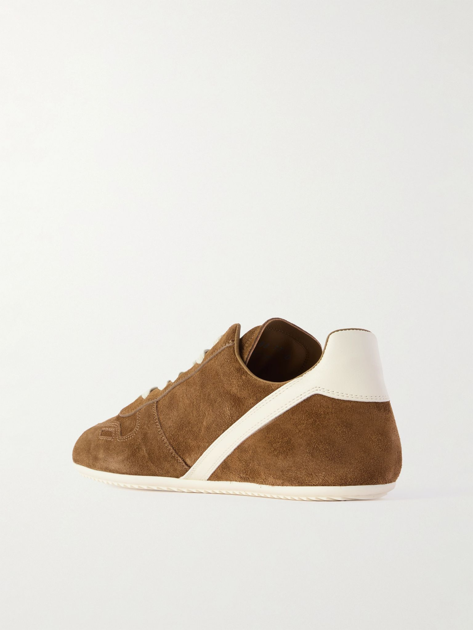 Leather-trimmed suede sneakers Tan - 3