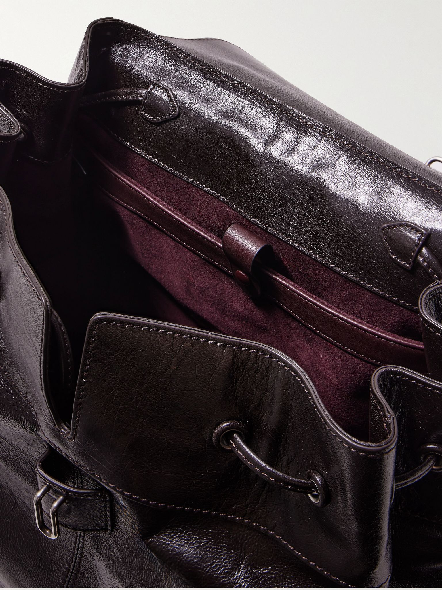 Glide Full-Grain Leather Backpack Brown - 5