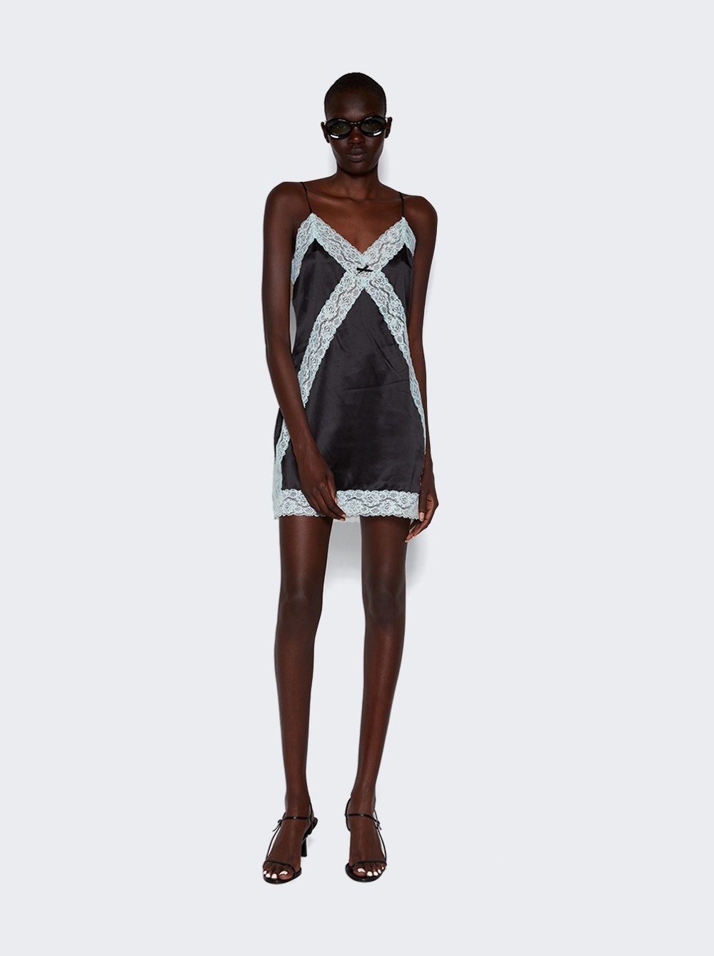 Lace Trim Cami Mini Dress Black - 2