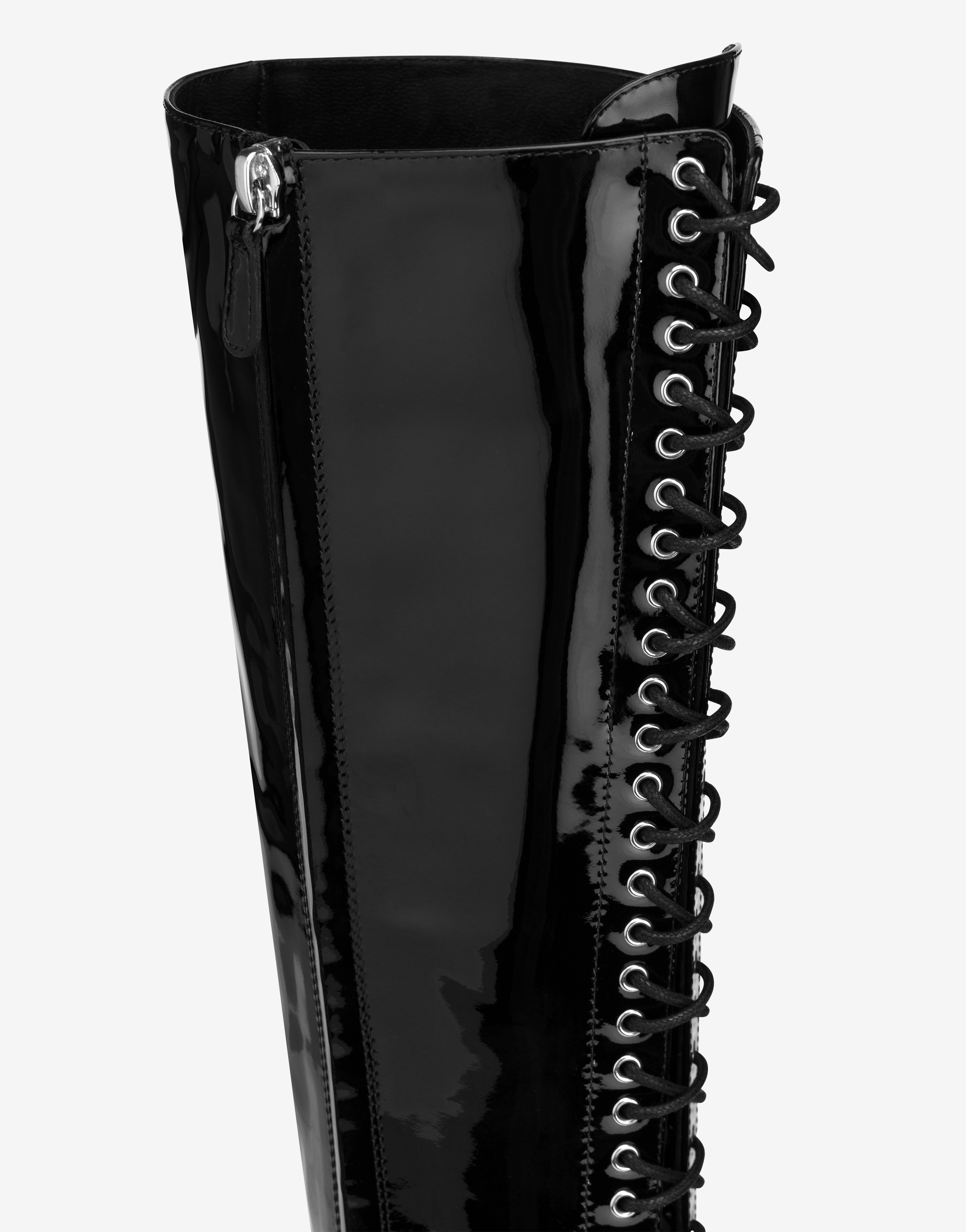 PATENT LEATHER LACE-UP BOOTS - 4