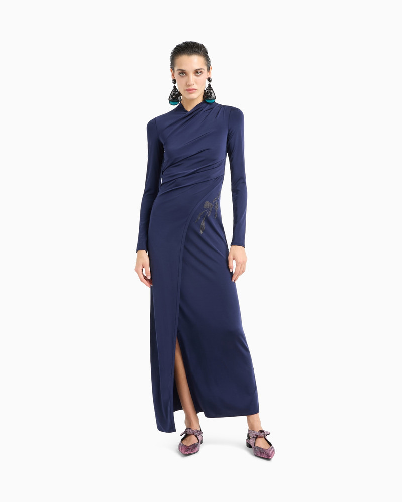 GIORGIO ARMANI ASV long dress in stretch viscose jersey with rhinestones outlook