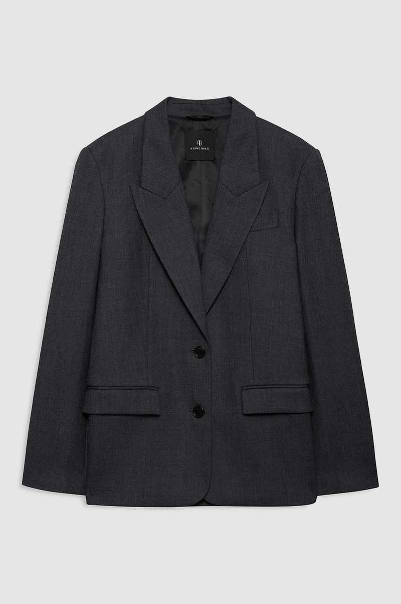 Ross Single-Breasted Blazer - Dark Heather Grey 1