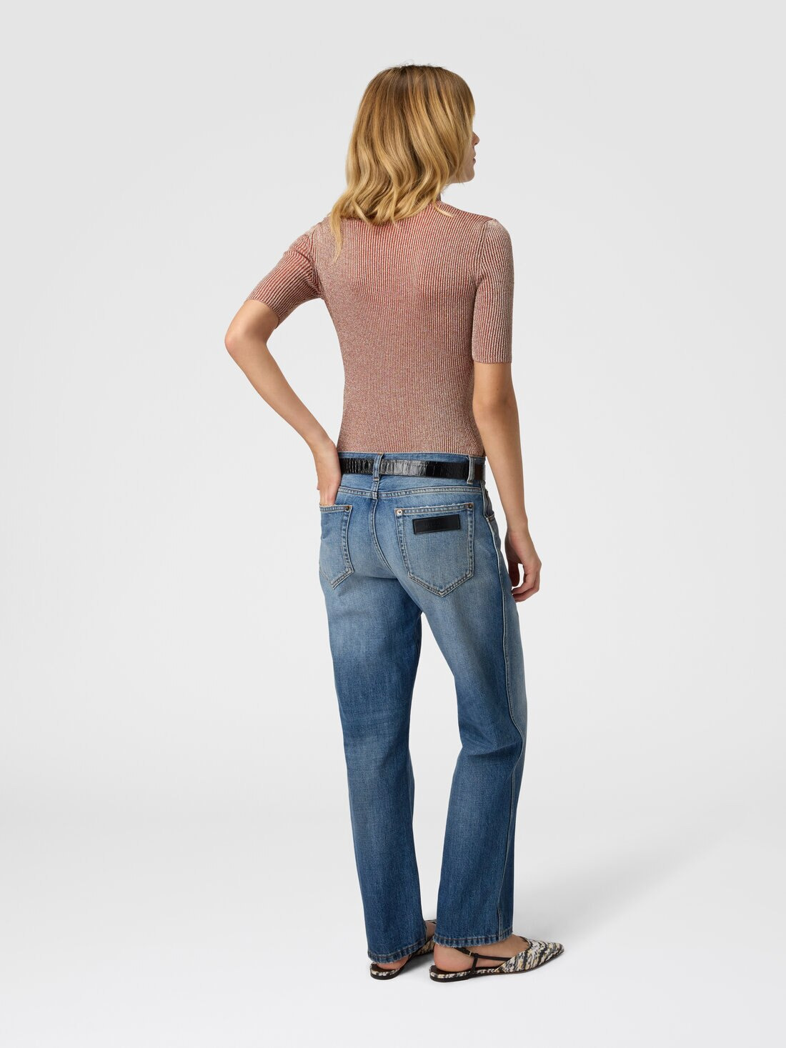 Mock Neck Sweater with Lamé Threads - 3
