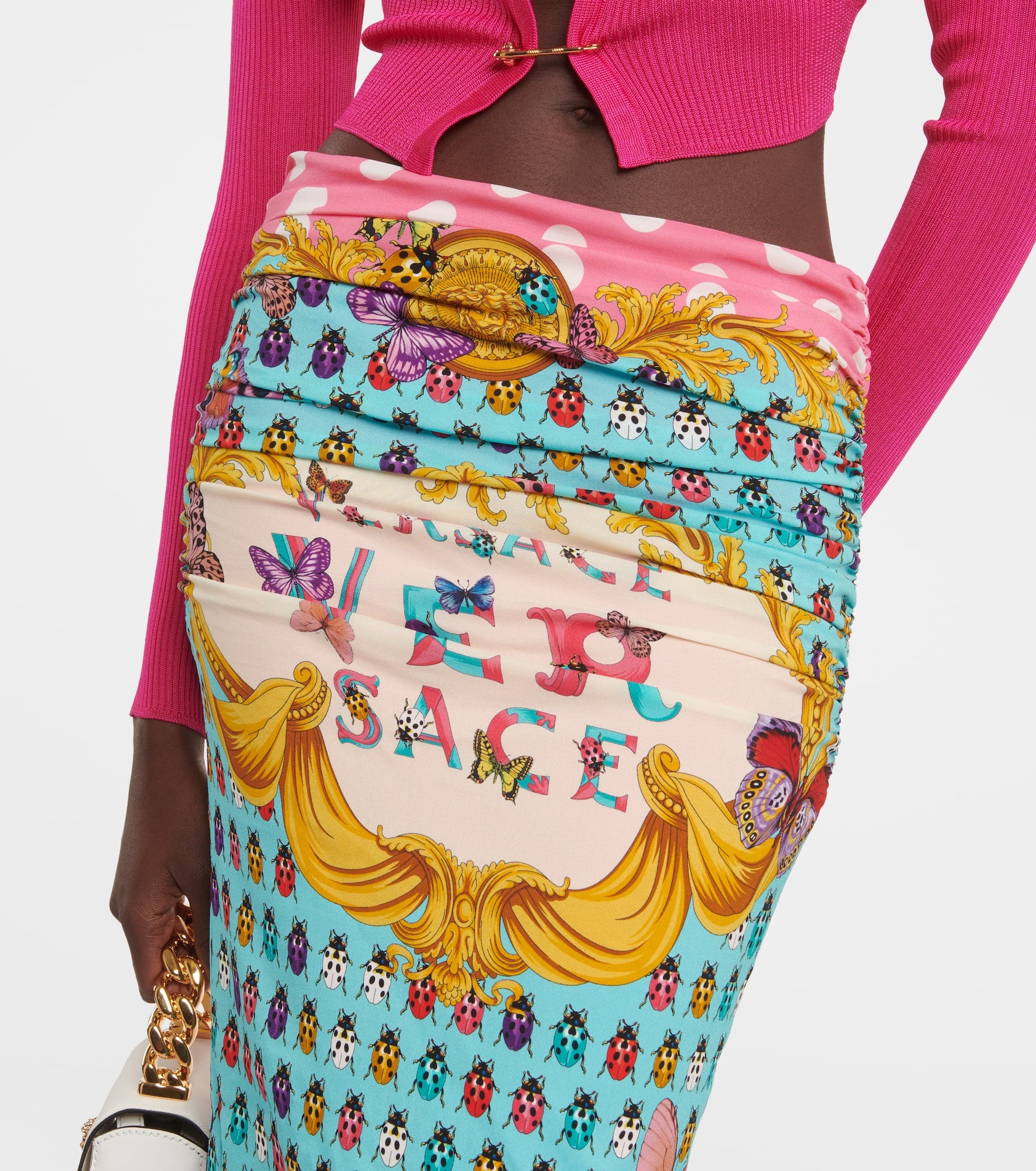 Printed draped midi skirt - 5