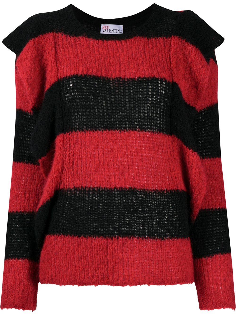 ruffled striped crew neck jumper - 1