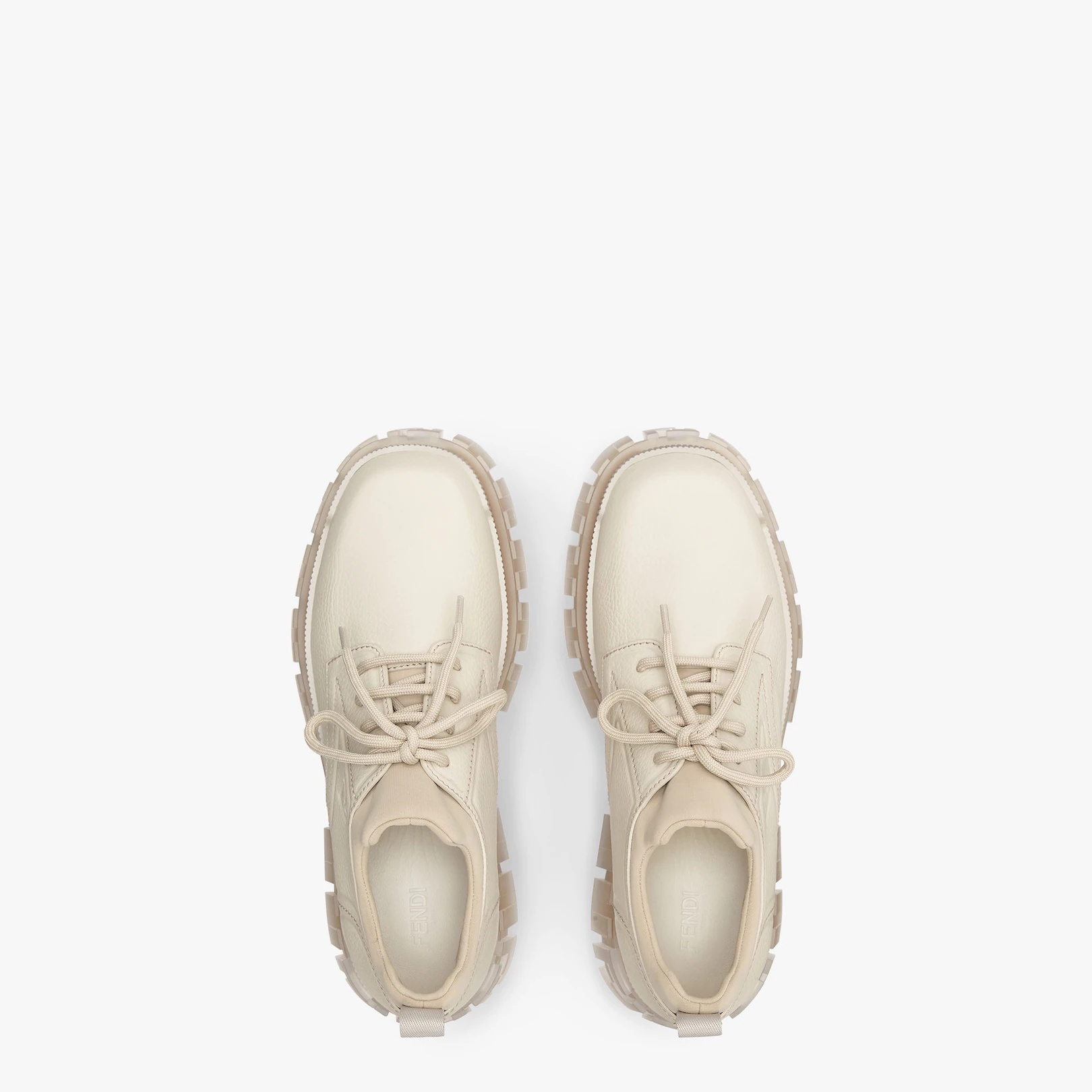 Beige leather lace-ups - 4