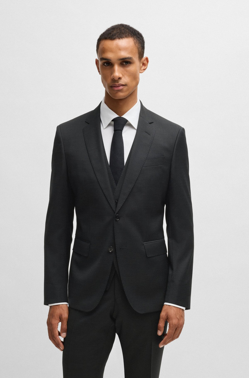 SLIM-FIT THREE-PIECE SUIT IN PATTERNED WOOL 2