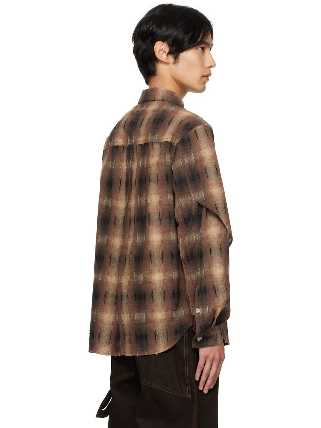 Brown Check Layered Shirt - 3
