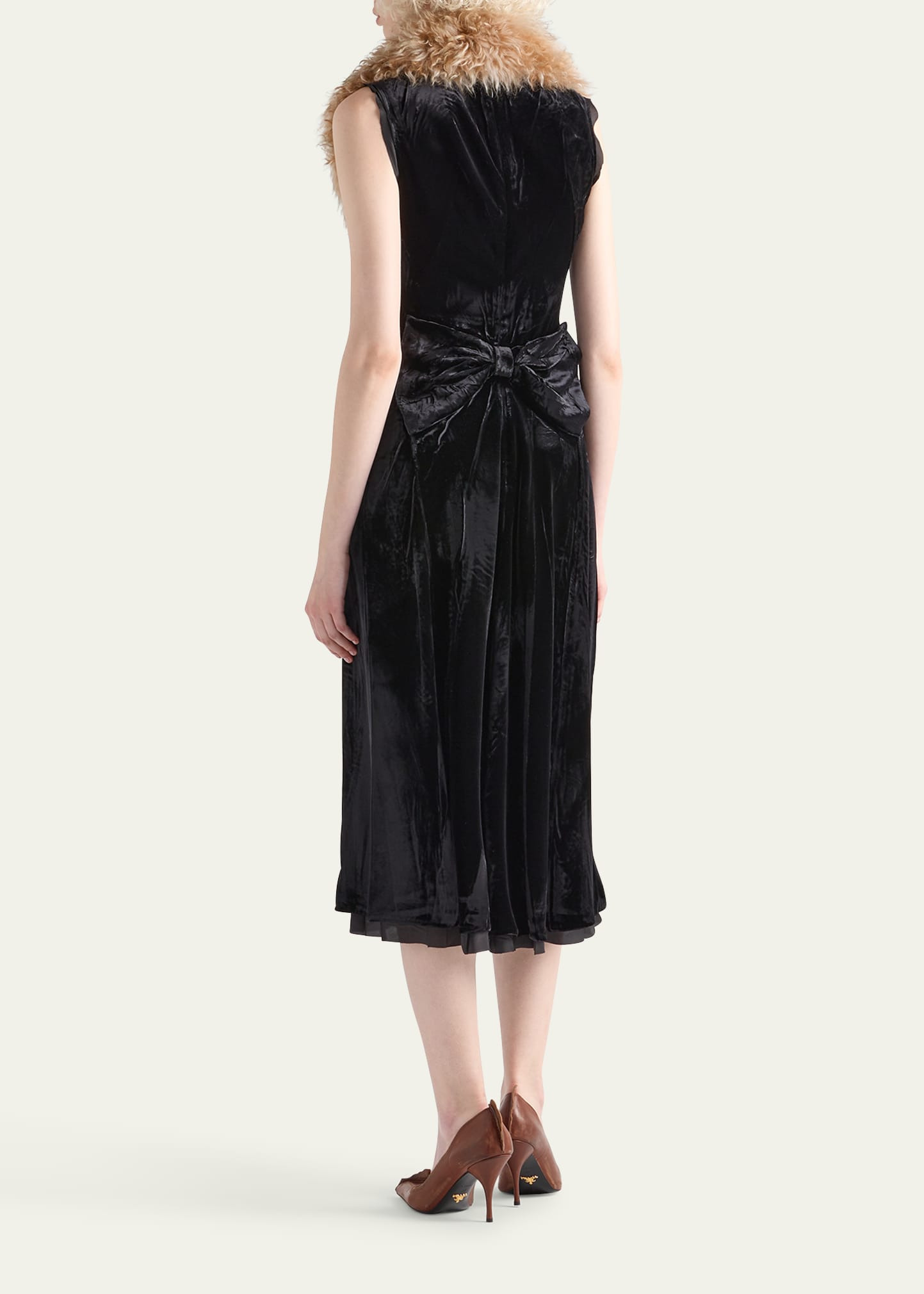 Velvet Bow-Back Sleeveless Midi Dress - 3