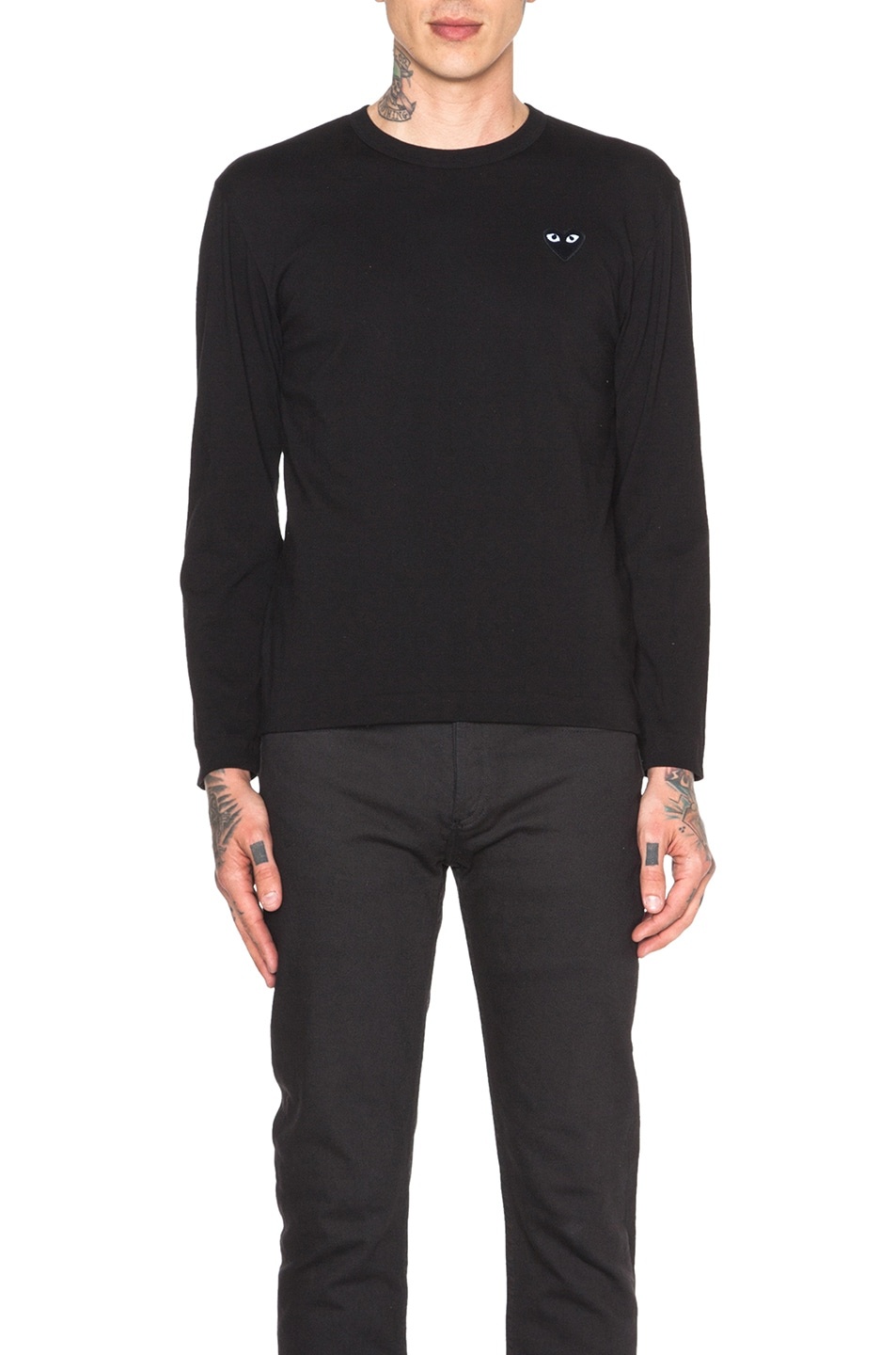 Black Emblem Cotton Long Sleeve Tee - 1