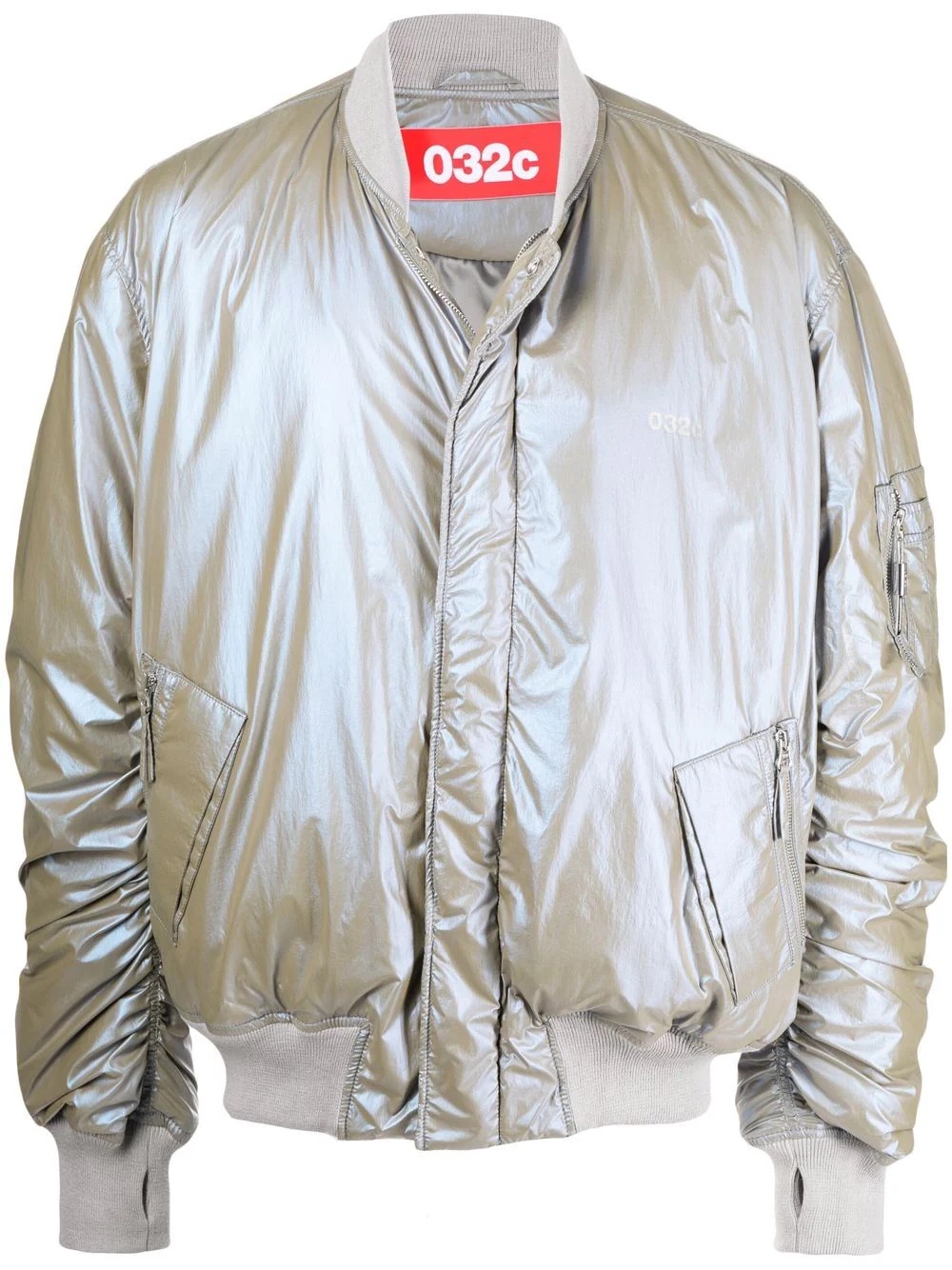 metallic-effect padded bomber jacket - 1