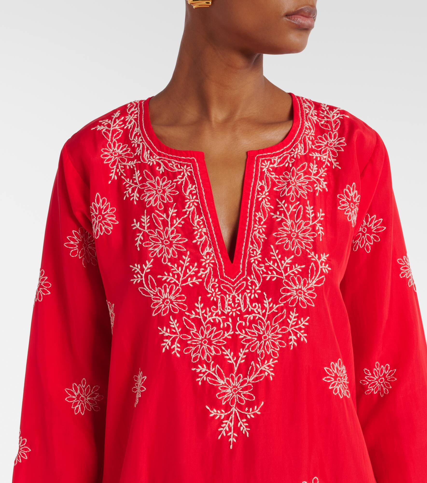 Embroidered silk kaftan - 4