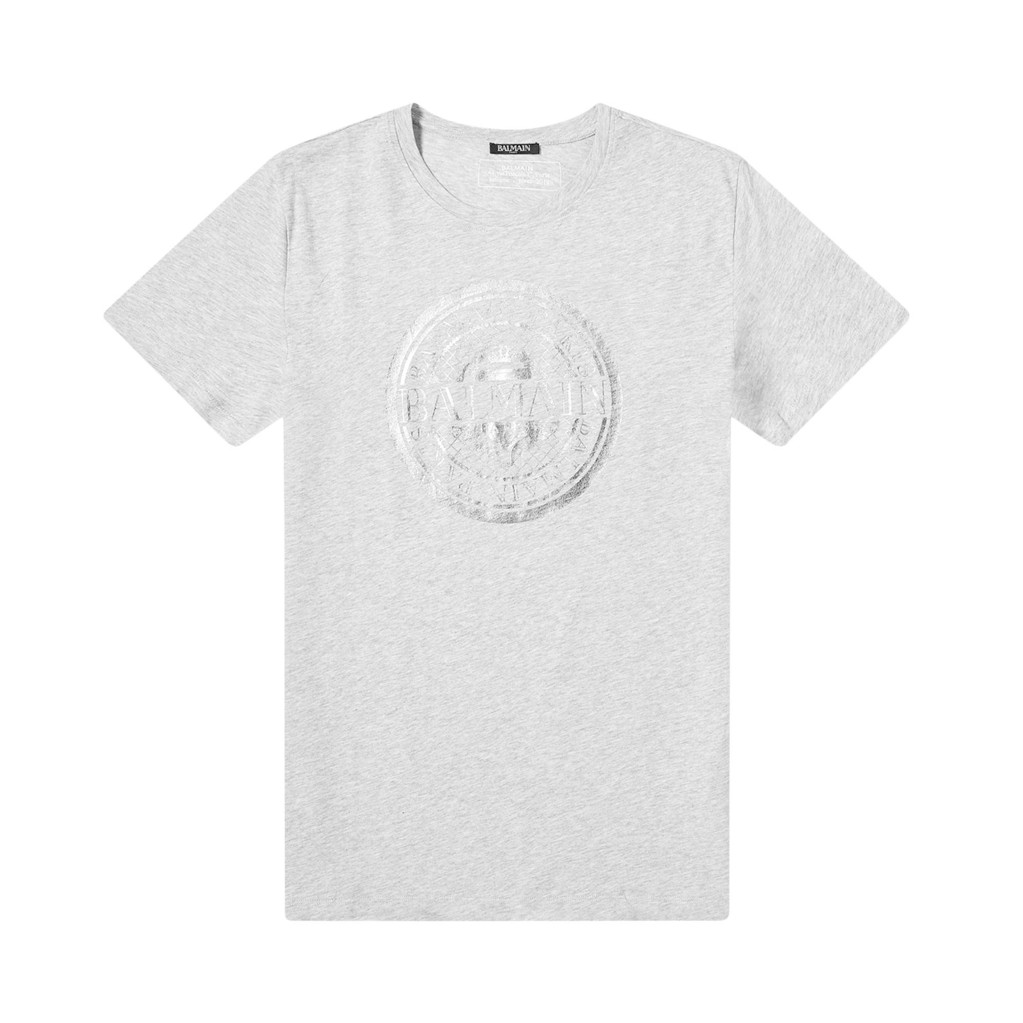 Balmain Metallic Coin Print Tee 'Heather Grey' - 1