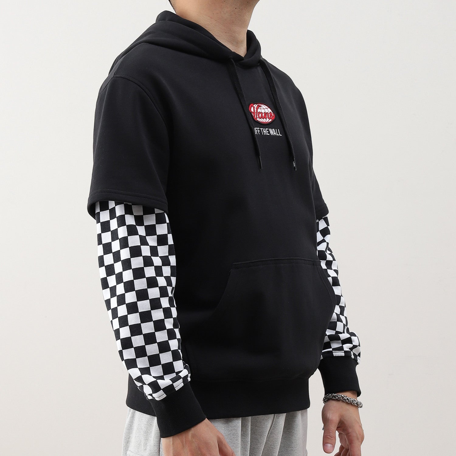 Vans Colorblock Checkerboard Hoodie 'Black' VN0A7Q13BLK - 3