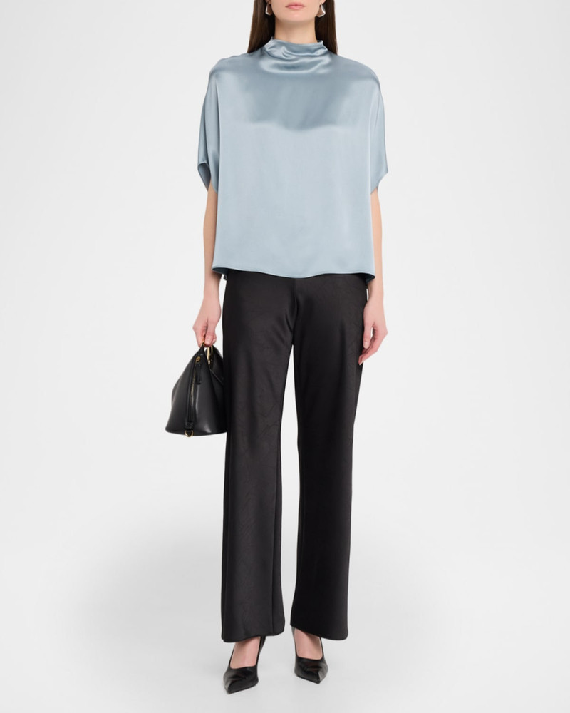 LAPOINTE Fluid Mock-Neck Satin Cape Tee outlook