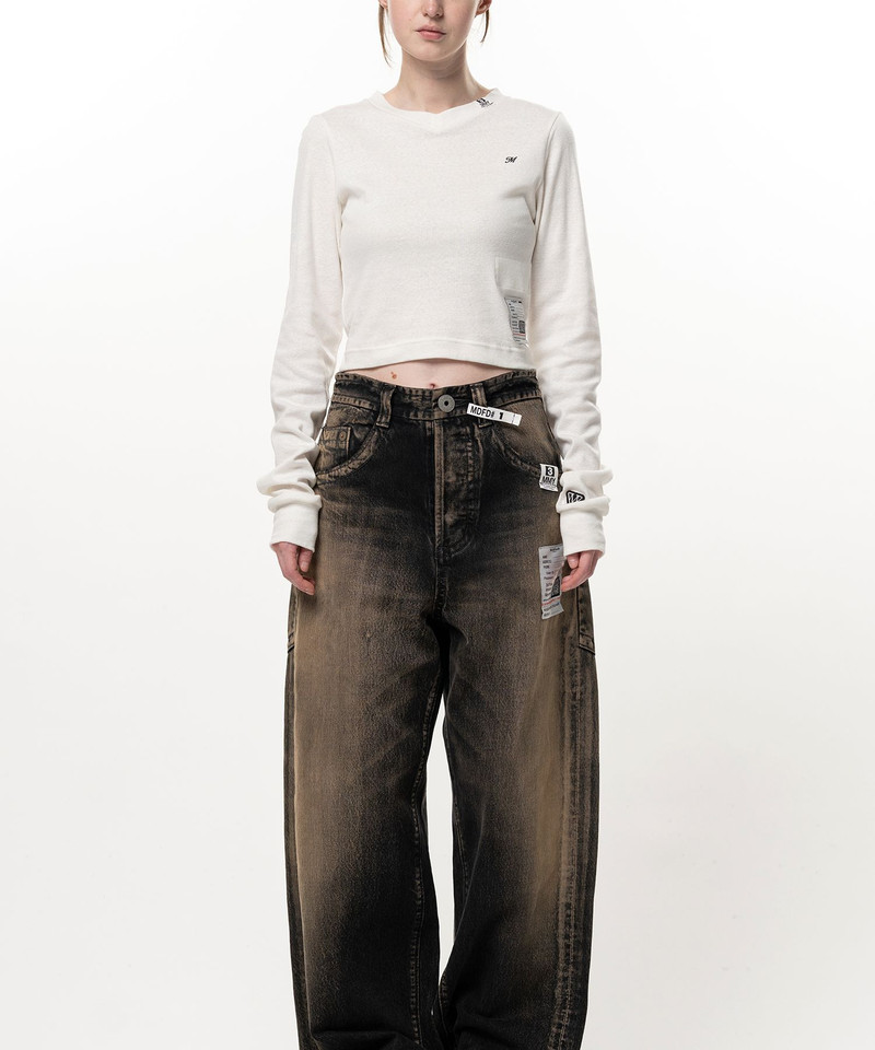 V-Neck Cropped Long Sleeve T-Shirt 4