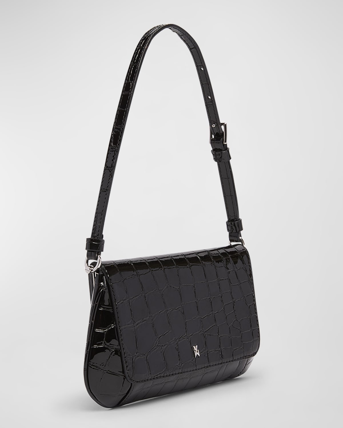 Ami Mini Frame Croc-Embossed Shoulder Bag - 4