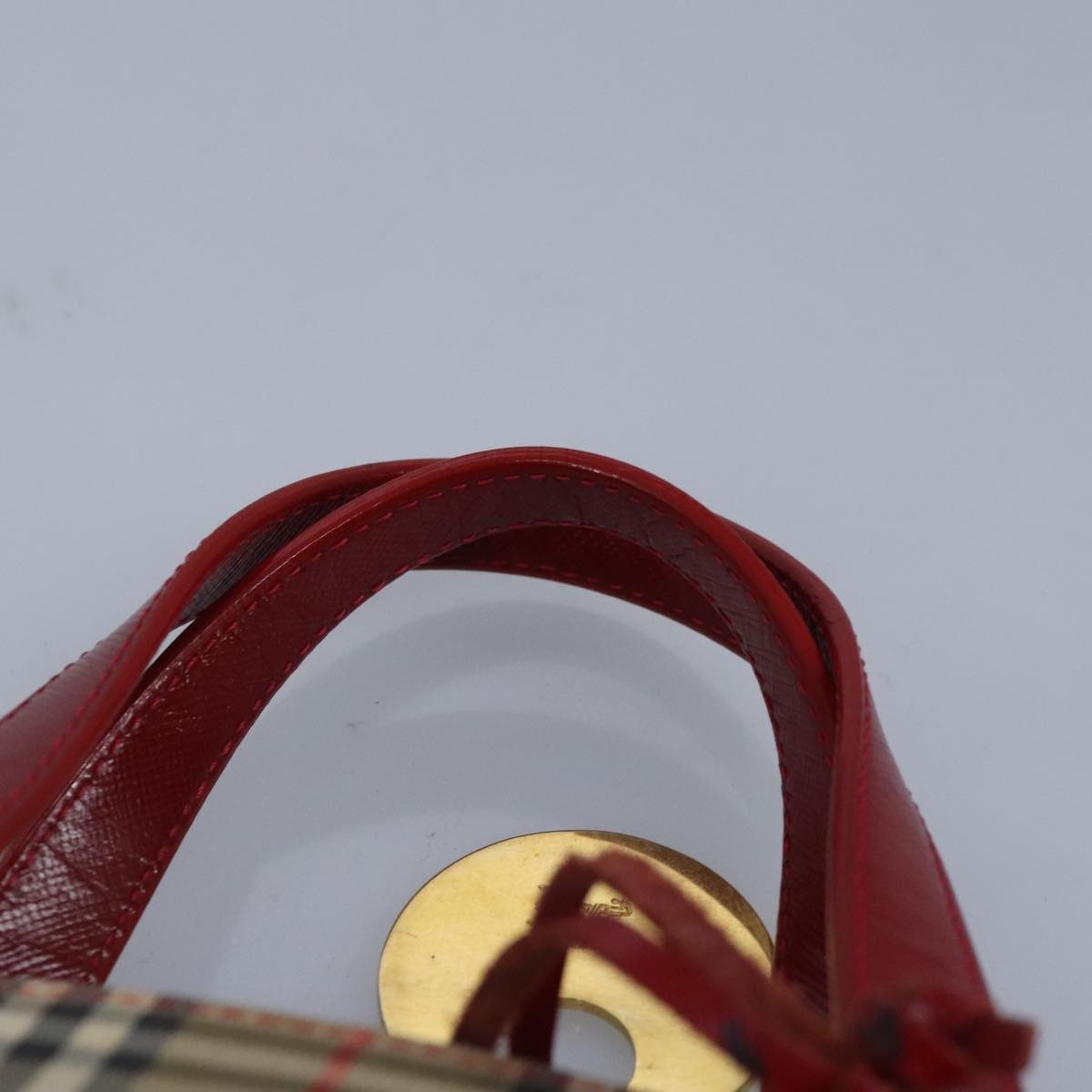 Burberry Nova Check Hand Bag Canvas Beige Red - 8