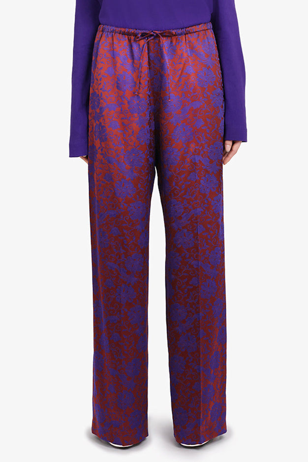 PUVIS FLORAL JACQUARD DRAWSTRING PANT | BURGUNDY/PURPLE - 5